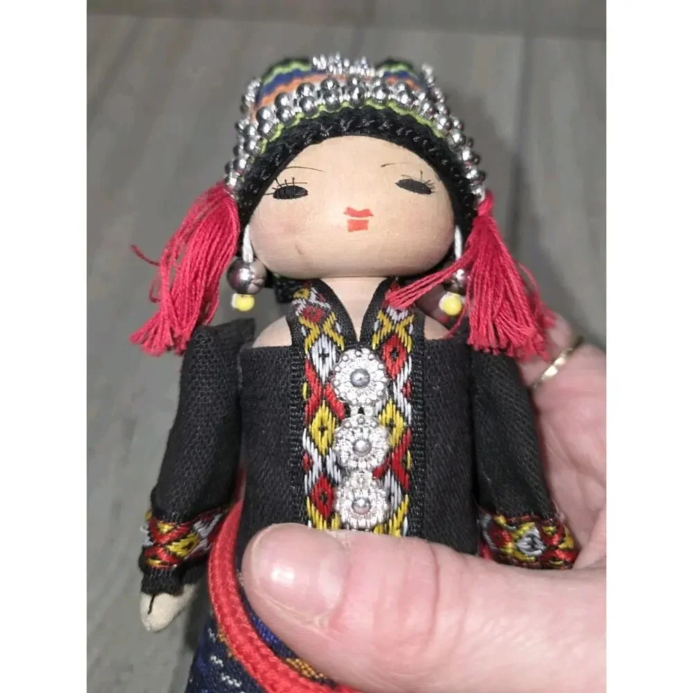 Vintage National Minority Of China Doll Bamboo And Wood China Provinces